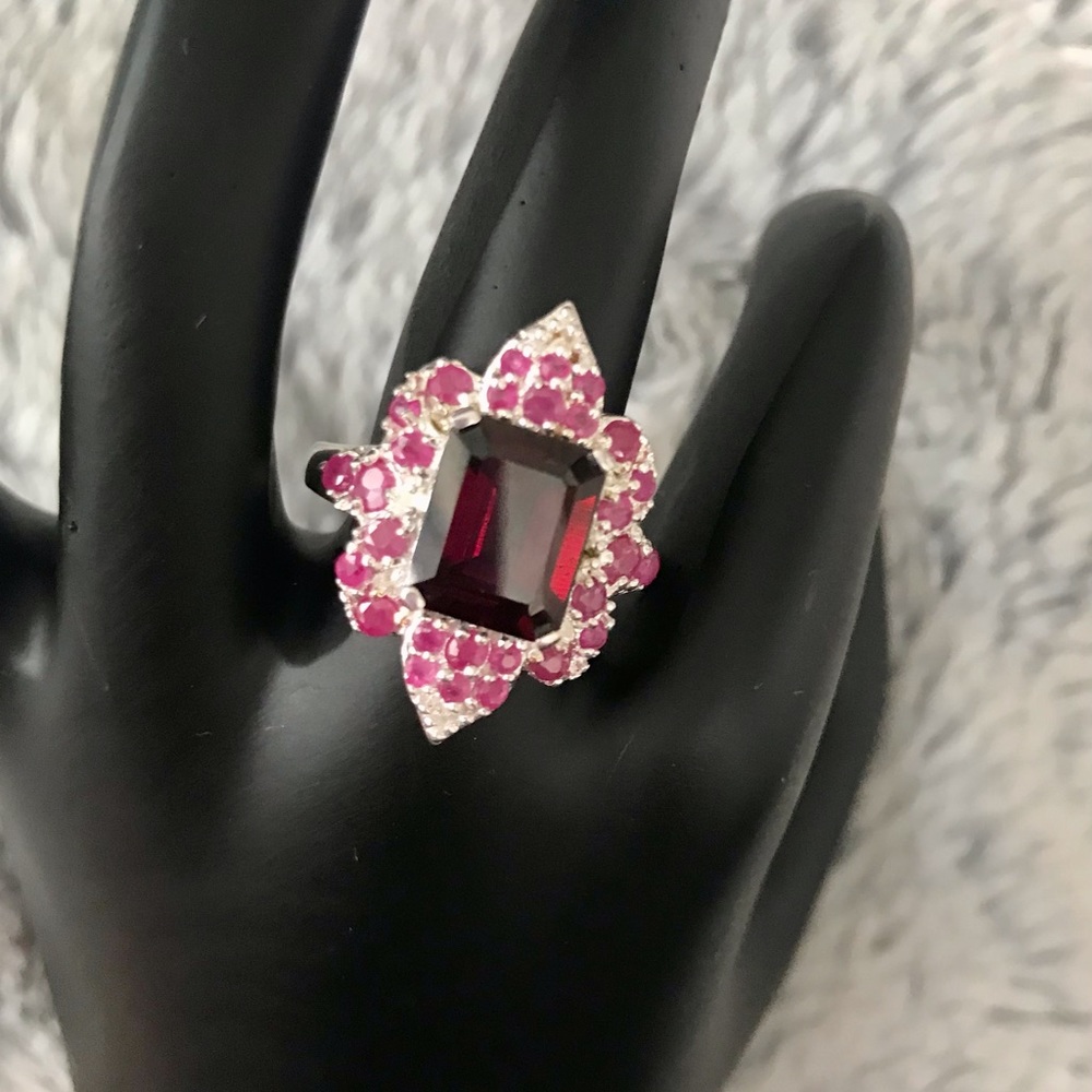 Garnet & Ruby Vintage Sterling Silver Ring